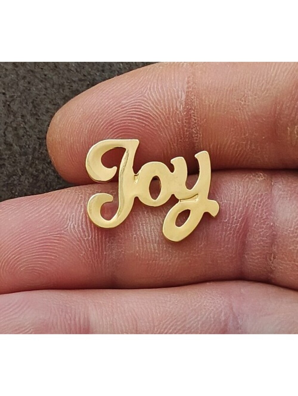 1980s Gold Tone Cursive "Joy" Script Pin